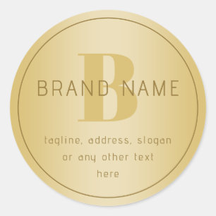 Stylized Modern Minimal Gold Return Address  Classic Round Sticker