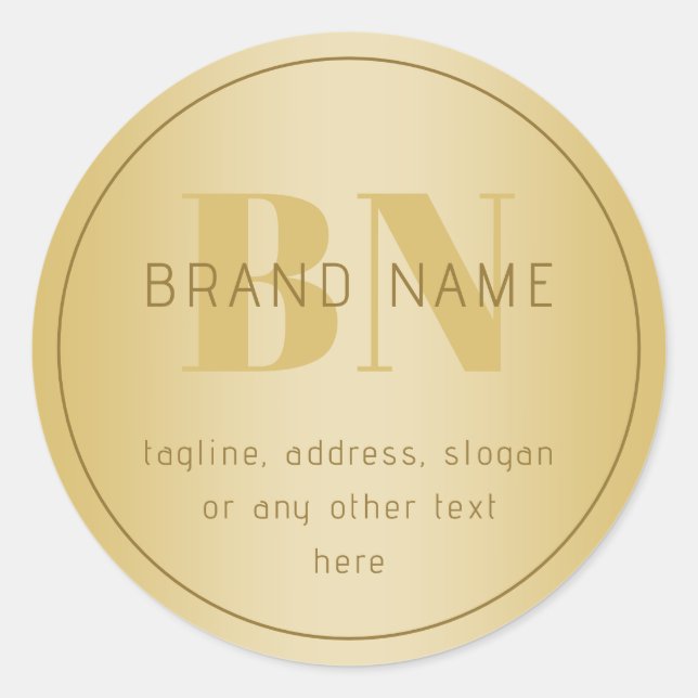 Stylized Modern Minimal Gold Return Address  Classic Round Sticker (Front)