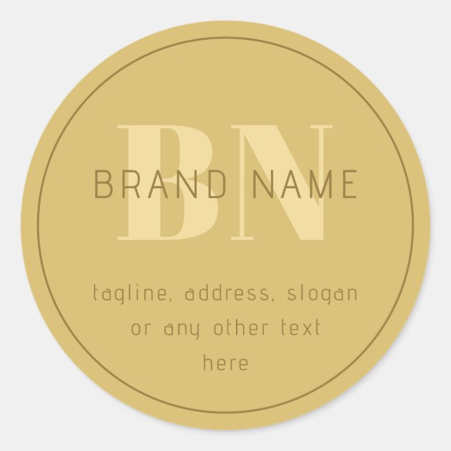 Stylized Modern Minimal Gold Return Address  Classic Round Sticker (Front)