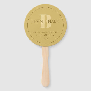 Stylized Modern Minimal Gold Return Address  Hand Fan