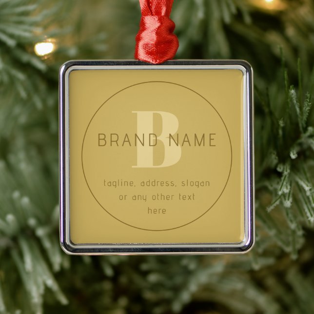 Stylized Modern Minimal Gold Return Address  Metal Ornament (Tree)