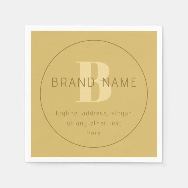 Stylized Modern Minimal Gold Return Address  Napkin (Front)