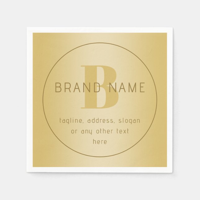Stylized Modern Minimal Gold Return Address  Napkin (Front)
