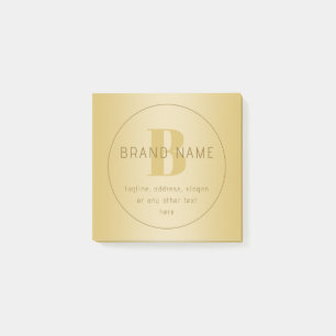 Stylized Modern Minimal Gold Return Address Post-it Notes