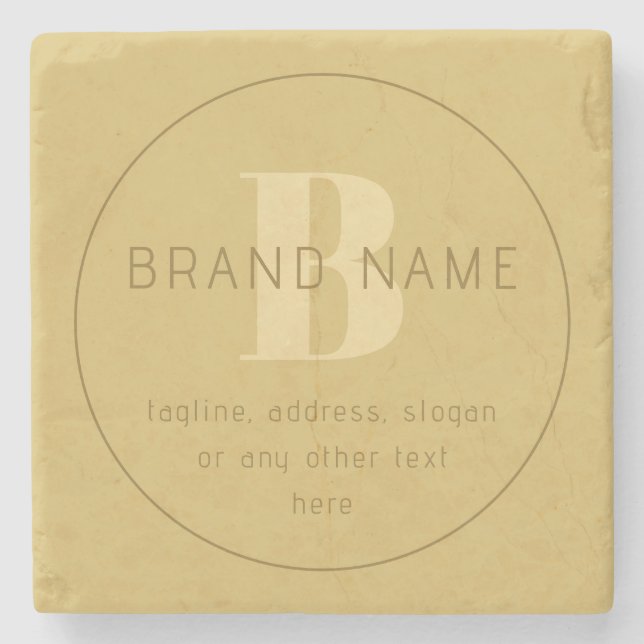 Stylized Modern Minimal Gold Return Address  Stone Coaster (Front)
