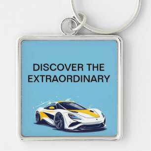 Stylized Modern Sports Car Artwork Keychain