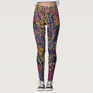 Stylized Mosaic Blossoming Tree Leggings