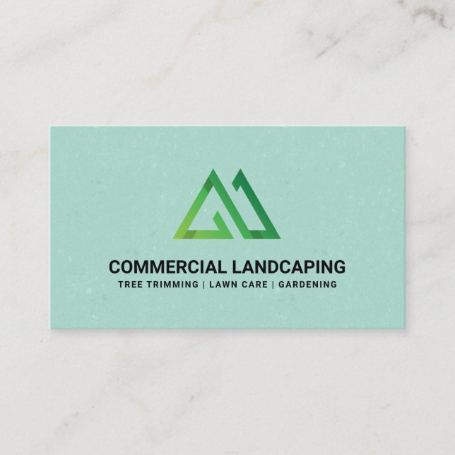 Stylized Mountain Green Natural Logo Business Card (Front)