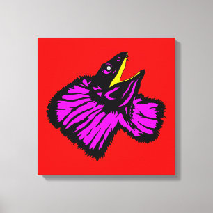 Stylized Neon Pink Frilled-neck Lizard Canvas Print