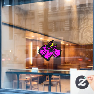 Stylized Neon Pink Frilled-neck Lizard Window Cling