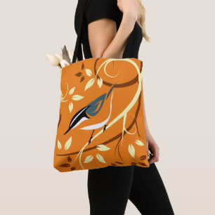 Stylized Nuthatch Art Tote Bag
