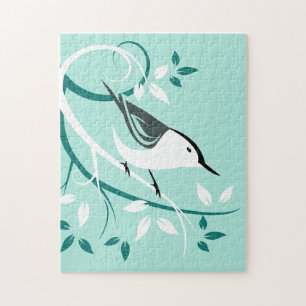 Stylized Nuthatch In Tree Jigsaw Puzzle