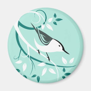 Stylized Nuthatch In Tree Magnet