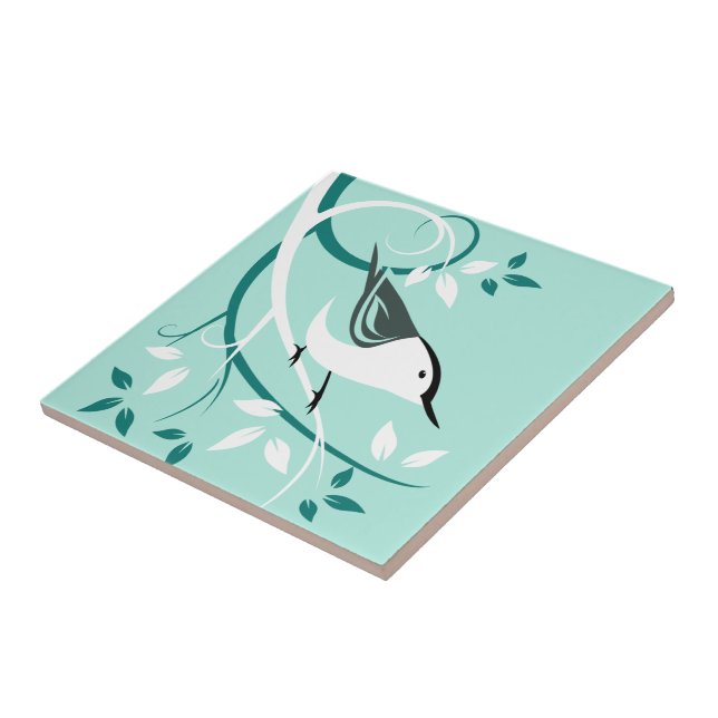 Stylized Nuthatch In Tree Tile (Side)