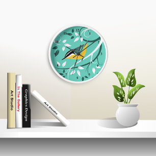 Stylized Nuthatch Wall Clock