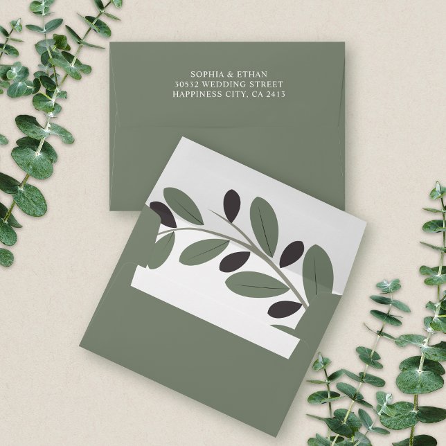 Stylized olive branch Mediterranean charm wedding Envelope (Creator Uploaded)