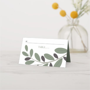Stylized Olive branch Mediterranean charm wedding Place Card