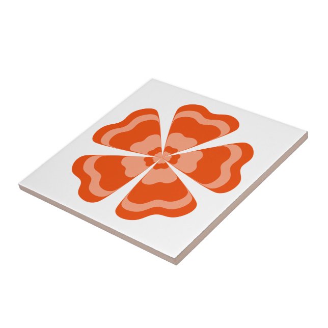 Stylized Orange Retro Flower  Tile (Side)