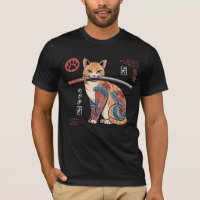 Stylized Orange Tabby Cat T-Shirt with Intricate 