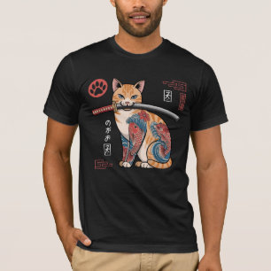 Stylized Orange Tabby Cat T-Shirt with Intricate