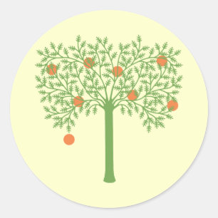 Stylized Orange Tree Classic Round Sticker