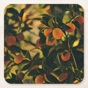 Stylized Orange Tree Coaster