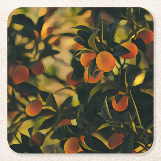 Stylized Orange Tree Coaster (Front)