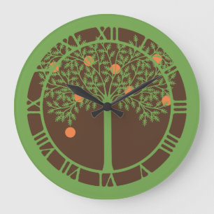 Stylized Orange Tree Large Clock
