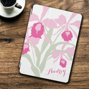 Stylized orchid cattleya pink art name ipad cover