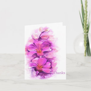 Stylized orchid purple pink wedding thank you card