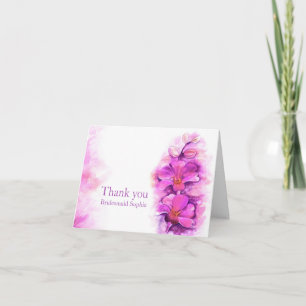 Stylized orchid purple pink wedding thank you card