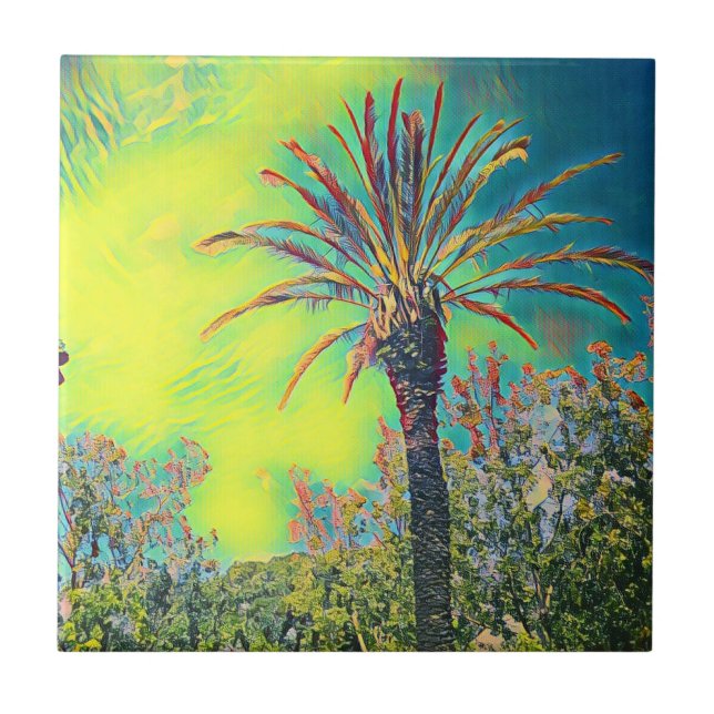 Stylized Palm Tree Drawing Tile (Front)