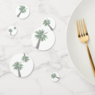 Stylized Palm Tree Pastel Green Tropical Confetti