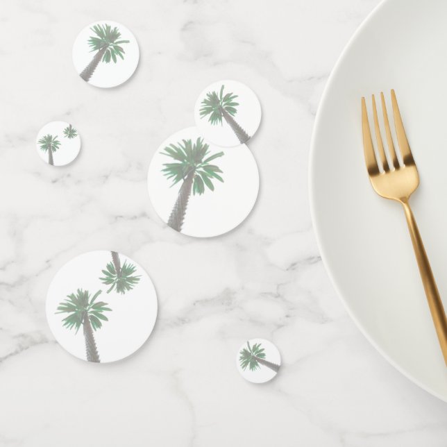 Stylized Palm Tree Pastel Green Tropical Confetti (Group)