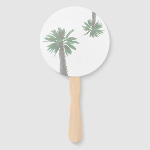 Stylized Palm Tree Pastel Green Tropical Hand Fan