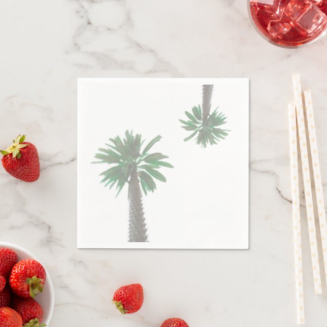 Stylized Palm Tree Pastel Green Tropical Napkin (Insitu)
