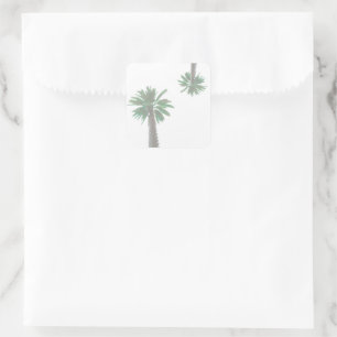 Stylized Palm Tree Pastel Green Tropical Square Sticker