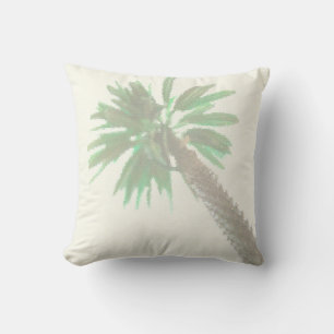 Stylized Palm Tree Pastel Green Tropical Throw Pillow