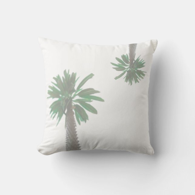Stylized Palm Tree Pastel Green Tropical Throw Pillow (Front)