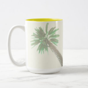Stylized Palm Tree Pastel Green Tropical Two-Tone Coffee Mug