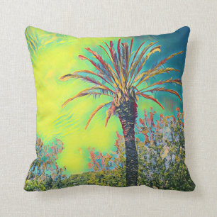 Stylized Palm Tree Throw Pillow / Cushion