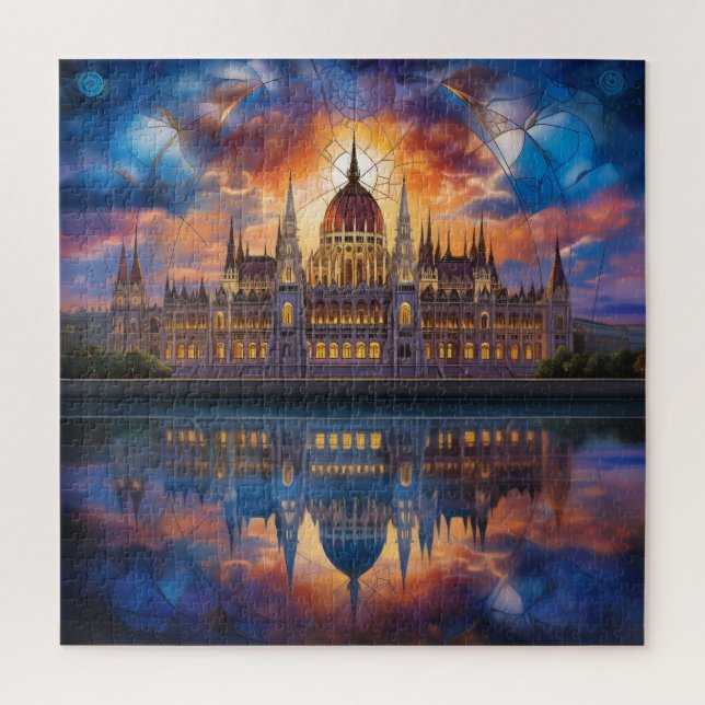 Stylized Parliament Building in Budapest Jigsaw Puzzle (Vertical)