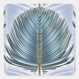 Stylized Peacock Feather - blue Square Sticker