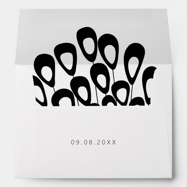 Stylized Peacock Feather Modern Wedding Envelope (Back (Bottom))