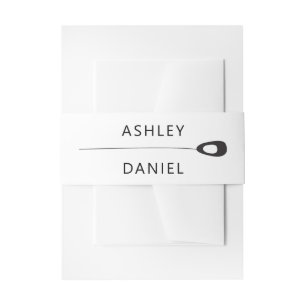 Stylized Peacock Feather Modern Wedding Invitation Belly Band