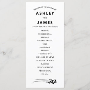 Stylized Peacock Feather Modern Wedding Program