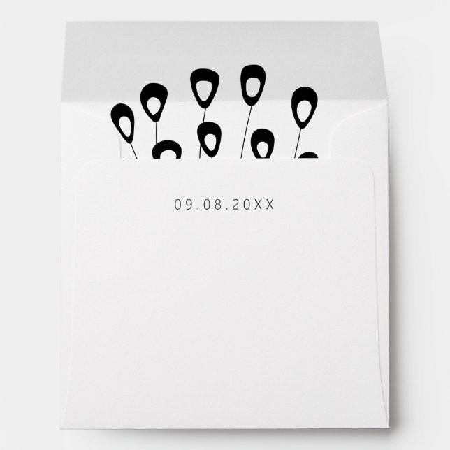 Stylized Peacock Feather Modern Wedding Square Envelope (Back (Bottom))