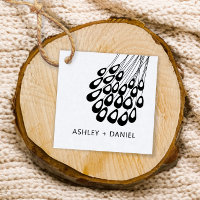 Stylized Peacock Feather Modern Wedding Square