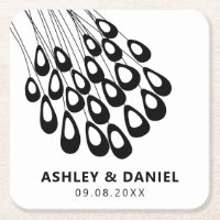 Stylized Peacock Feather Modern Wedding