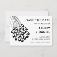 Stylized Peacock Feather Wedding Save the Date